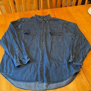 Dark Wash Faded Glory Denim Button Down Shirt